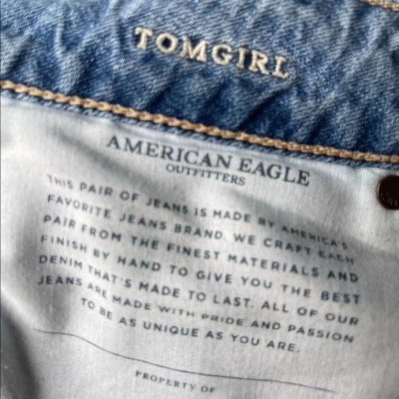 American Eagle Super Distressed Tomgirl jeans sz 4 regular - Picture 5 of 6